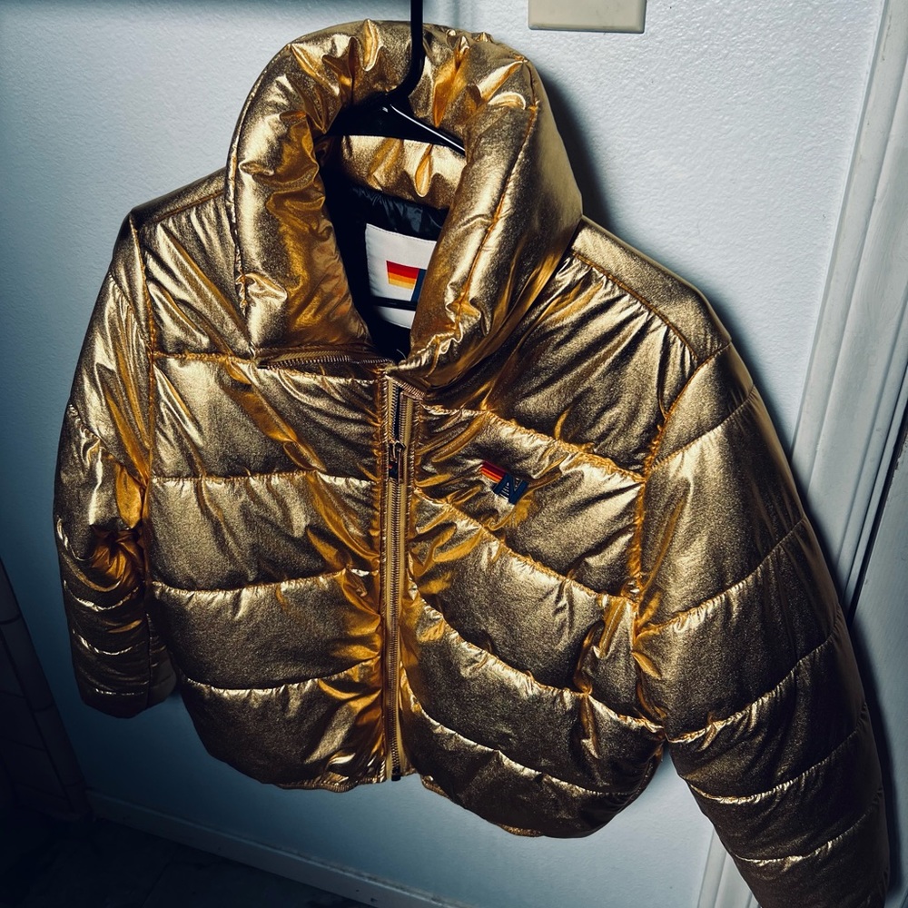 Aviator Nation Metallic Gold Puffer Jacket - Picture 5 of 13